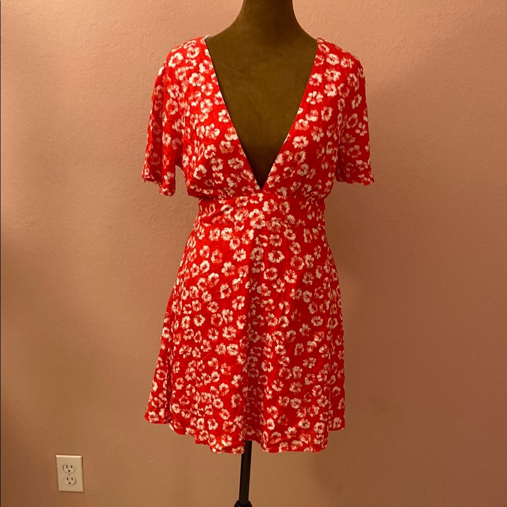 LULUS Floral Red And White Dress.